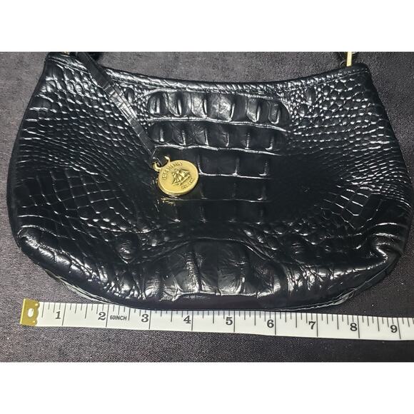 Brahmin Bekka Shoulder Bag Black Melbourne | Croc Embossed Leather Small Purse - Picture 7 of 12